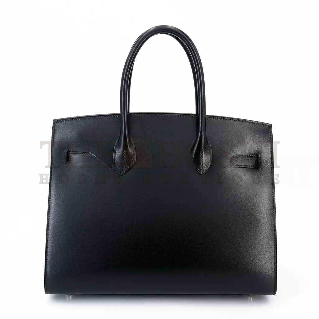 H**me5 BIRKIN 30 BOX LEATHER BLACK SILVER BUCKLE H029281CK89 (30*22*15cm) Master Quality